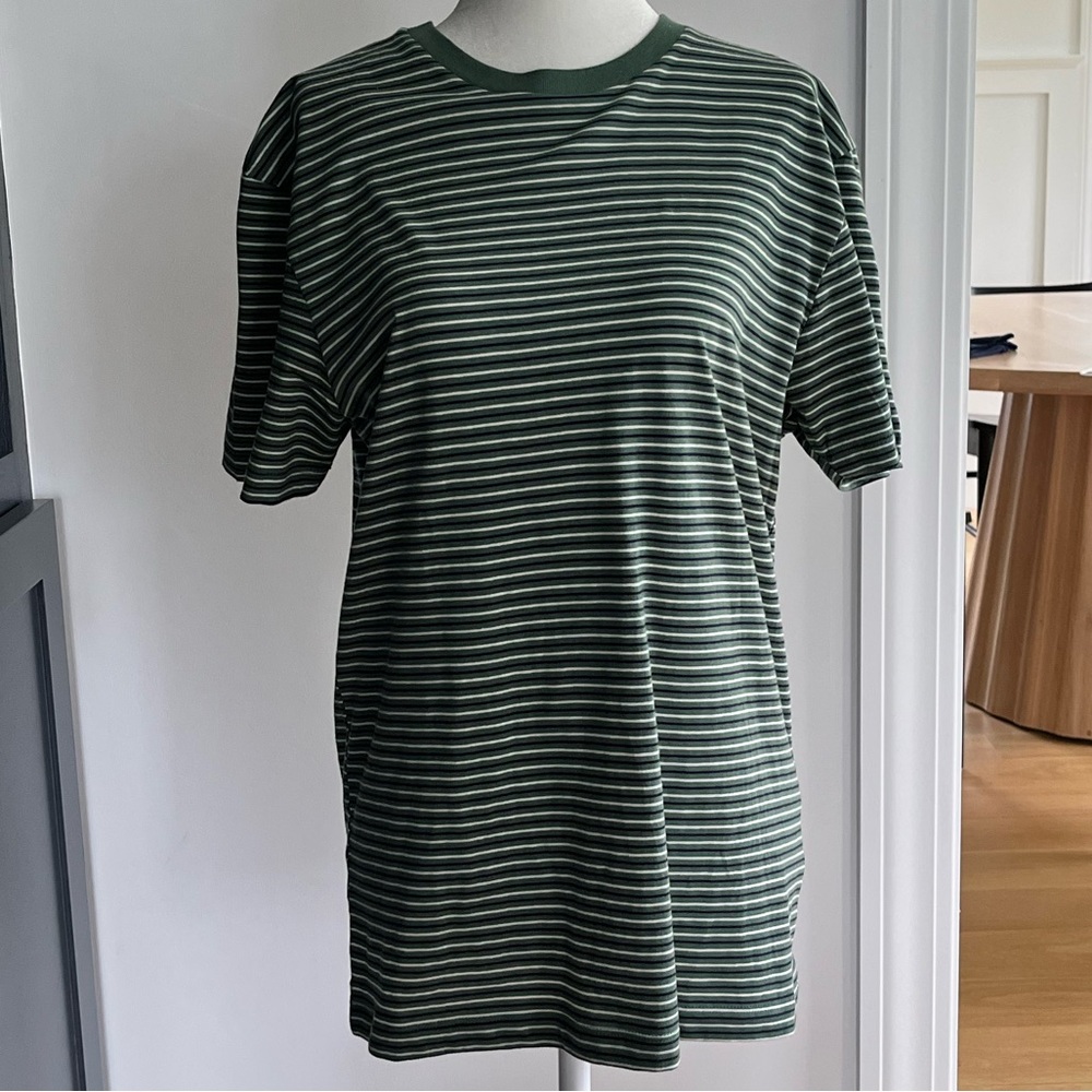 J. Crew Forest Green Striped Tee